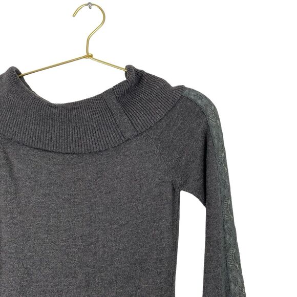 Candies Grey Long Sleeve Sweater Dress Lace Woman’s XS 607 - Picture 2 of 5